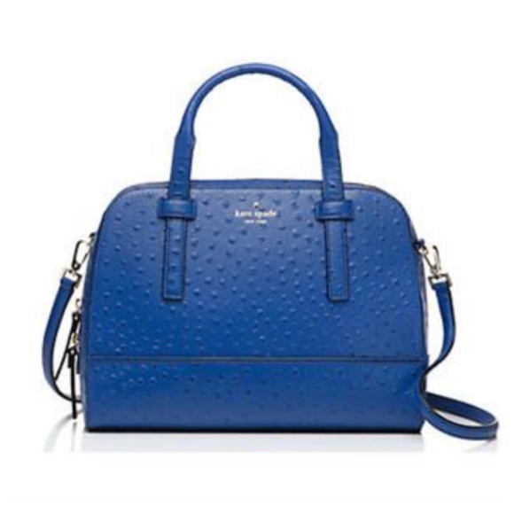 kate spade Handbags - KATE SPADE Felix Ostrich Satchel Blue - Like New